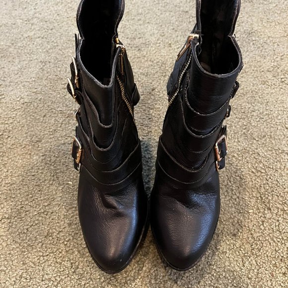 Steve Madden Akademi Black Boots Size 8m - Picture 5 of 8